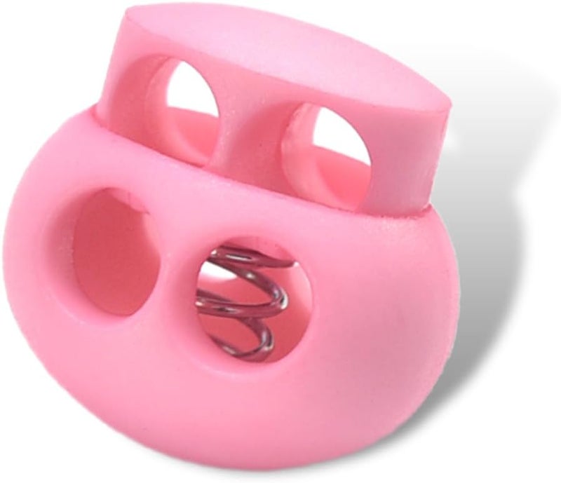 LongSLong 12Pack BabyPink Plastic Spring Cord Lock for Shoelace, DrawString Clip, Paracord Toggle Stopper Elastic String Lock Fastener Slider Double Hole - Image 1